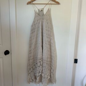 Crochet Cream Lace MIDI Dress